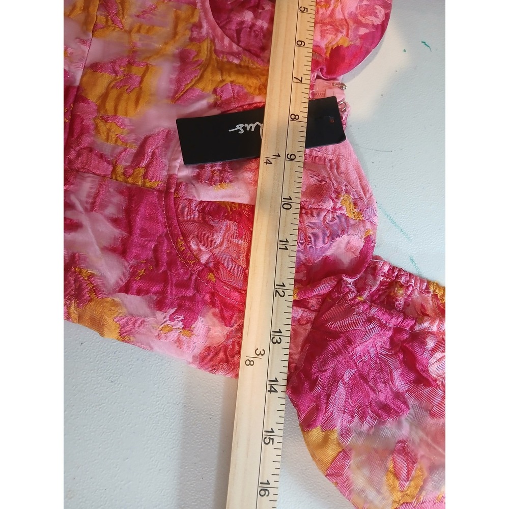 Lulus Corset Pink Floral Puff Mesh Sleeve Off Shoulder Mini Dress Milkmaid NWT - Picture 12 of 15